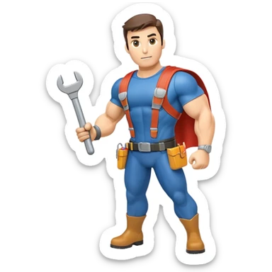 HVAC repairman superhero action figure sticker