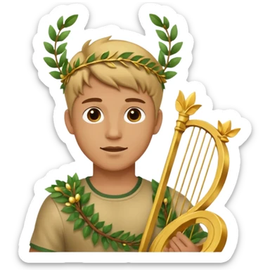 An emoji of the Greek god Apollo. He is a youthful man with a laurel wreath on his head, holding a golden lyre. sticker