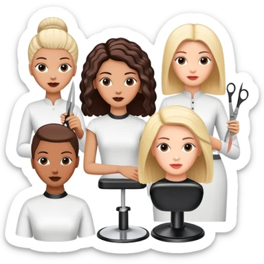 group of people learning hairdressing in beauty salon training sticker