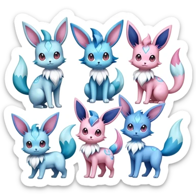 Kawaii Sylveon-Glaceon-Vaporeon-Espeon-Pokemon full body sticker