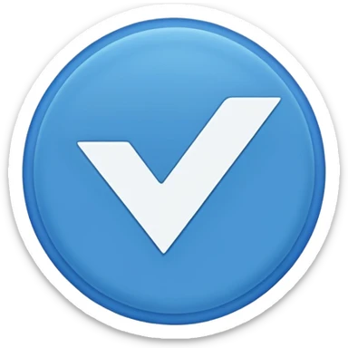 A blue circle with a white tick in the middle  sticker