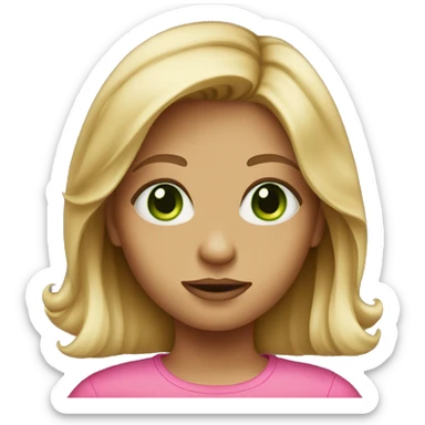 cute dark blonde with green eyes wearing pink sticker