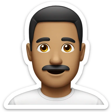 man with black sidepart and small moustache, rectangular sticker