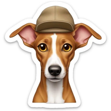Podenco marrón con gorra sticker
