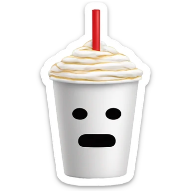 Make me a cup with face and a red/white straw inside of that cup. (it will dont have hav any nose) sticker