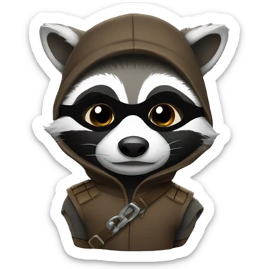 raccoon wearing a thief costume sticker