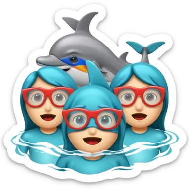 4 dolphins watching a horror film sticker