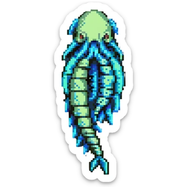 MRI parasitic embryo, digital, fetal small shape, eerie, horror, pupa, crystalis, in-utero, sea-life, siphonophore, polyp, Cnidaria sticker