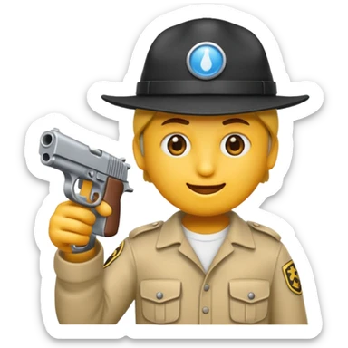 As un emoji blanco con una gorra y una garrafón un pistola y que tenga acepto gánster sticker
