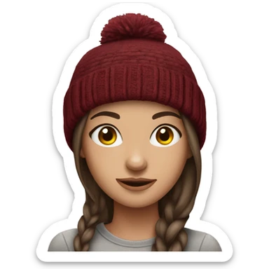 Beautiful brown haired tattooed girl wearing burgundy a beanie sticker