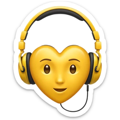 yellow heart with headphones sticker