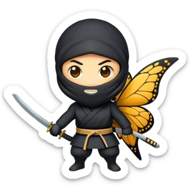 Crea un emoji para usar en WhatsApp con estos dos emoji 🥷🏻🦋. sticker