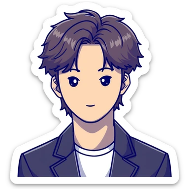 Handsome K-pop male idol face with stylish hair sticker