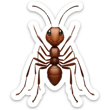 Cinematic Industrious Ant Portrait Emoji, Poised and diligent, with a tiny, meticulously detailed body in earthy tones, sharp, observant eyes and agile limbs, Simplified yet precise and sophisticated features, highly detailed, glowing with a soft, natural luminescence, high shine, intelligent and determined, stylized with an air of hardworking resilience, focused and alert, soft glowing outline, capturing the essence of a watchful ant that appears ready to march out of the screen with effortless precision! sticker