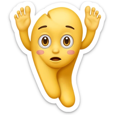 funny confused face yellow emoji with two feet behind it sticker
