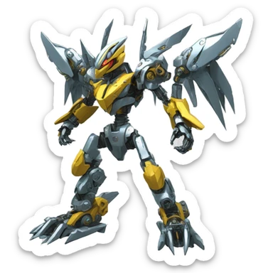 a futuristic mechanical spiky Medabot-raptor-dragon-Bionicle-mecha full body sticker