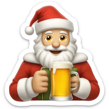 Père Noël qui boit de la bière avec des enfants sticker