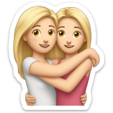 Hug two Caucasian girlfriends sticker
