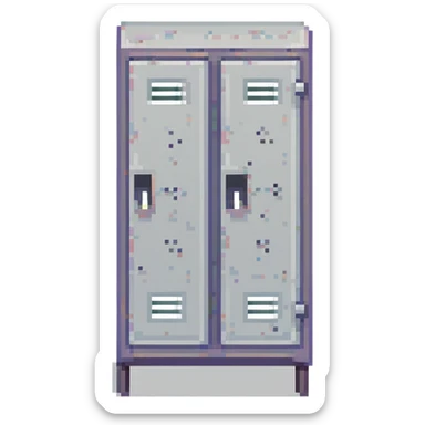 pixel art of a single locker, front view, simple colors sticker