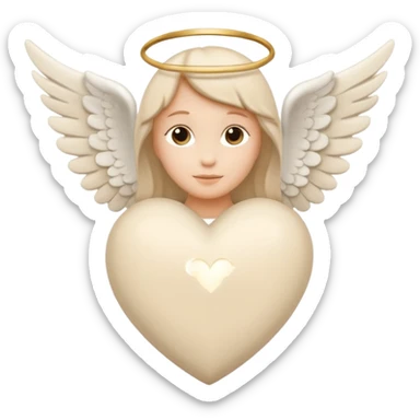 beige heart with white angel wings sticker