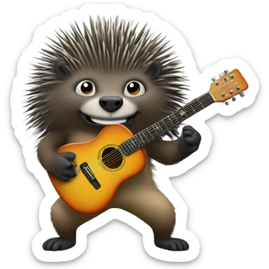 Porcupine playing a guitar sticker