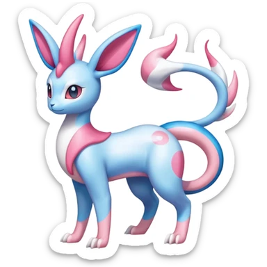 Sylveon-Dragonair-Fakémon-hybrid-creature (full body)  sticker