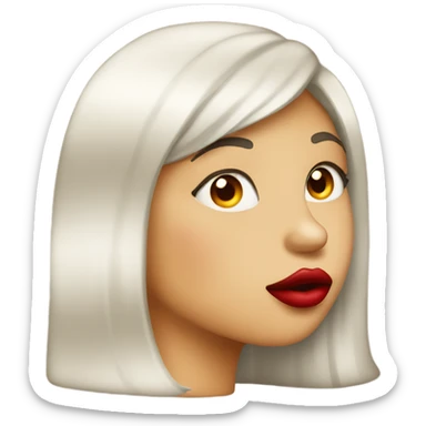 Girl with red lips puckered sticker