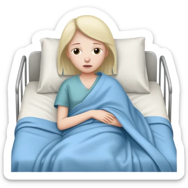 sad patient in hospital bed sticker