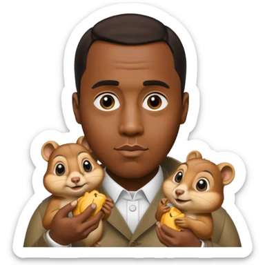 Sean diddy combs holding a chipmunk  sticker