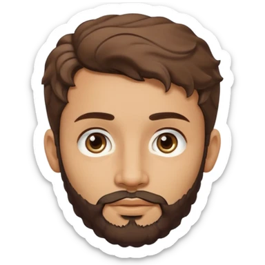 young lightskin Pakistani man with sculpted beard wavy short hair and almond shaped eyes brown and thick eyebrows sticker