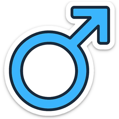 male symbol, classic style, blue color accent, lineal color icon with black outlines sticker