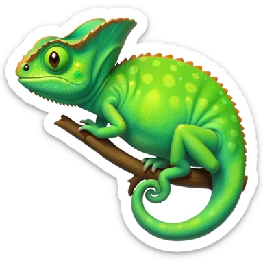 please create an animated color changing emoji that can be used as favicon . the default colour must be green and then its colour must change. the chemeleon should look to the left side. The chemeleon should look happy sticker