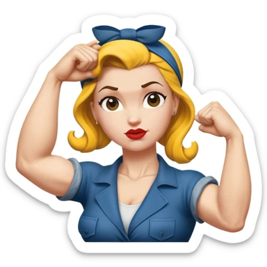 white skin Rosie the Riveter shows biceps sticker