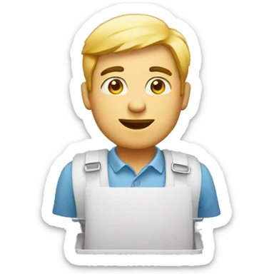 white man is going with product cart sticker