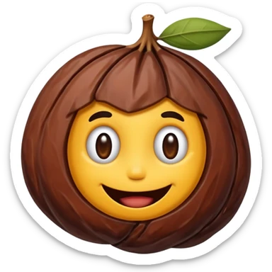 cute (dried) date fruit sticker. Drie dates have dark brown color are oblong, kind of crumpled like prunes. no stem. By cure i mean it may be cartoonified, may include face features. sticker