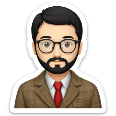 Professor in the la casa de papel TV show, with black hair and beard sticker