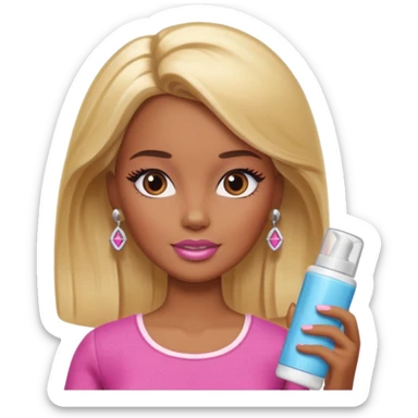 Brown skin blonde hair Barbie with skincare  sticker