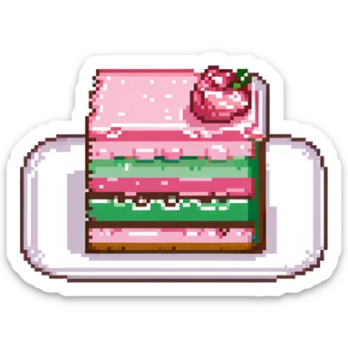 slice of cake with pink frosting sticker