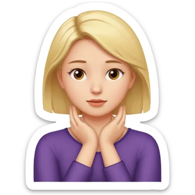 A girl putting her hands on her own neck one arm over the other sticker