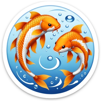 Koi fish in the pose of the yin and yang sticker