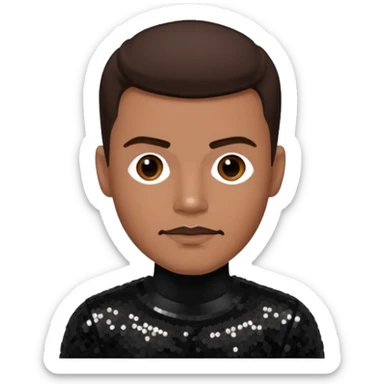 Christopher Williams, R&B Singer with dark brown hair, black sequin outfit sticker