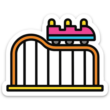 roller coaster icon, color outline, playful and vibrant, clear roller coaster shape sticker