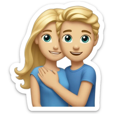 “blonde girl with tan skin and blue eyes holding hands with boy with light brown hair and hazel eyes” sticker