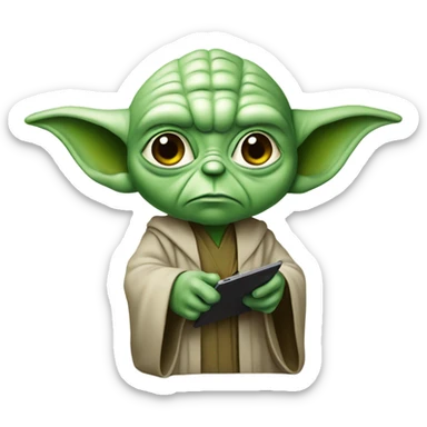 Master Yoda draws on a graphics tablet sticker