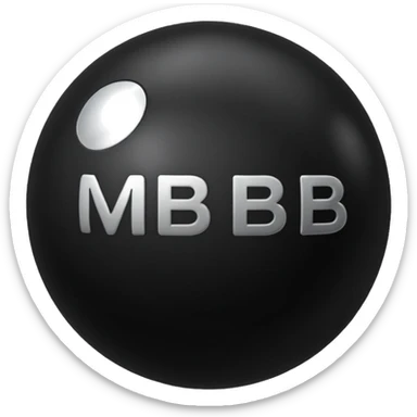 Black Ball with MB written on it. Nothing else no holes. sticker