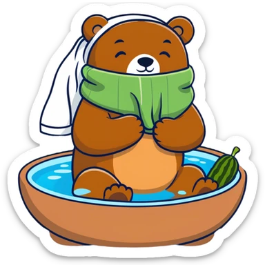 A bear in a spa sticker