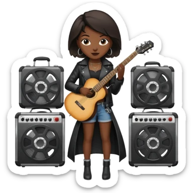 concert black Cable reels connected do a guitar woman sticker