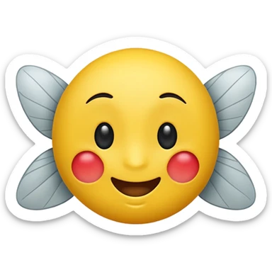 😊🥺 these emojis but with flies around it and its happy yellow face emoji black eyes like the 4th image but its cuter sticker