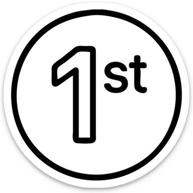 first ,a 1 in a circle with 'st' in the circle sticker
