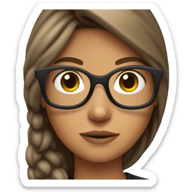 Tanned girl with brown hair and glasses wearing burglar outfit sticker
